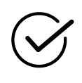 A simple black outline illustration of a checkmark inside a circle.