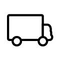 A simple black outline illustration of a delivery truck.